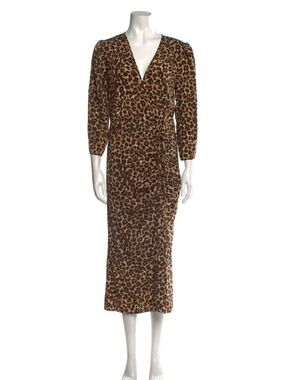 Veronica Beard Leopard Print Wrap Midi Dress - Brown/Black